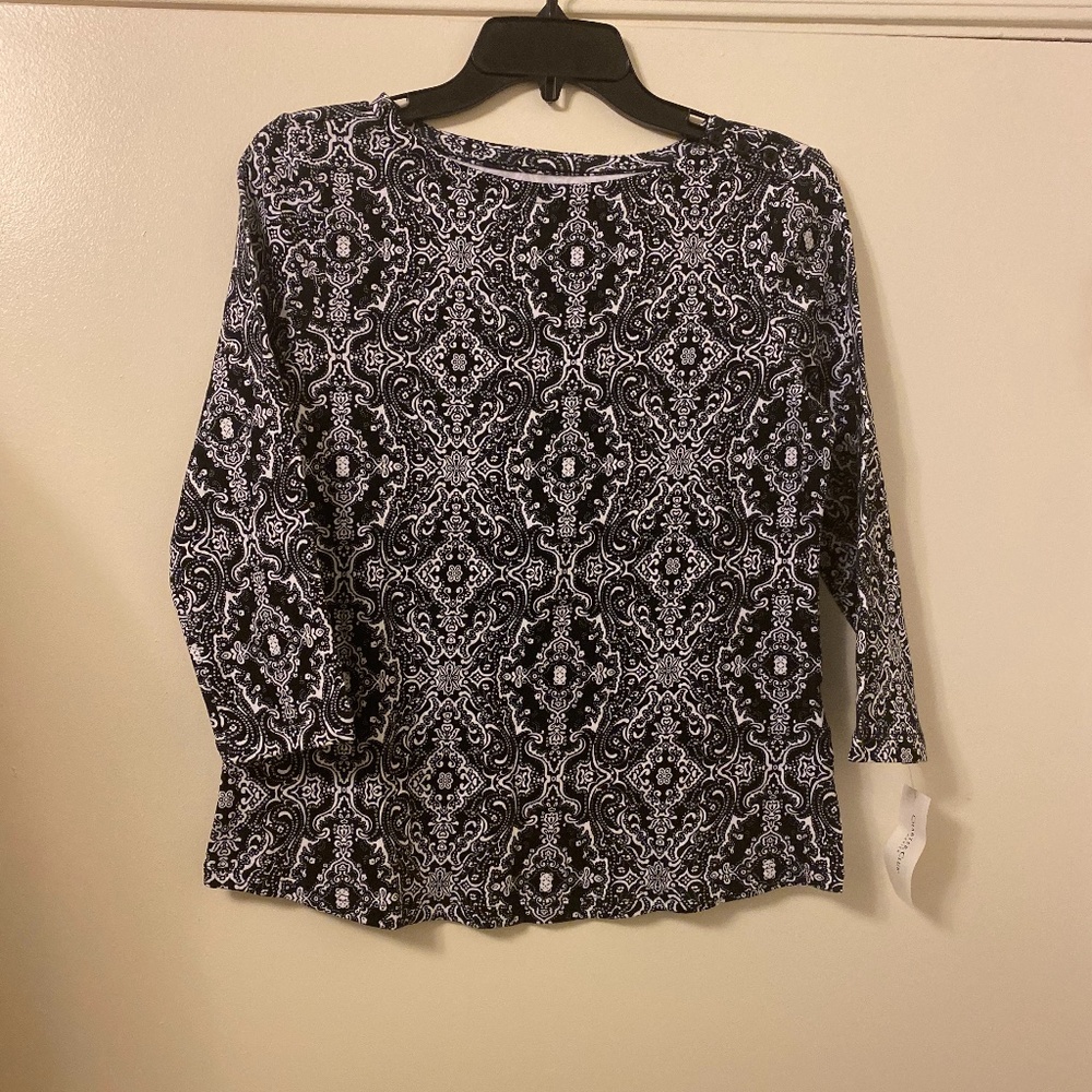 Charter Club Petite Womens Top NWT Black